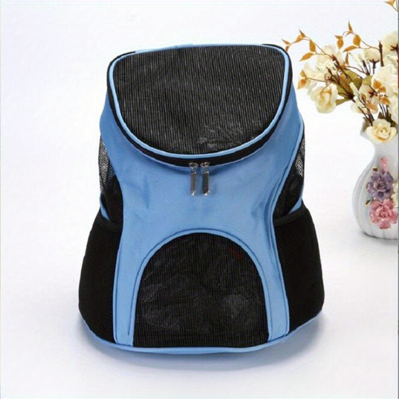 Foldable Pet Travel Carrier Backpack - Durable Red & Black, Breathable Mesh Design with Zipper Closure for Cats & Dogs, Portable Pet Carrier | Stylish Pet Gear | Durable Fabric