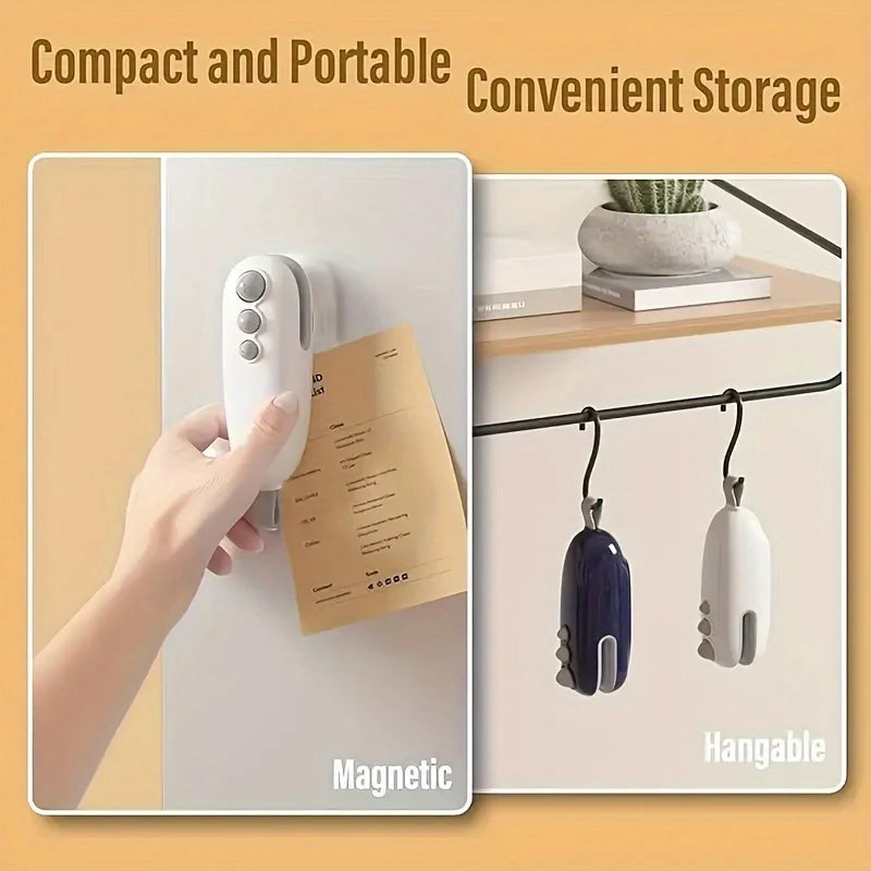 Rechargeable mini bag sealing machine, portable magnetic heat sealing machine, food preservation, crispy snack sealing machine