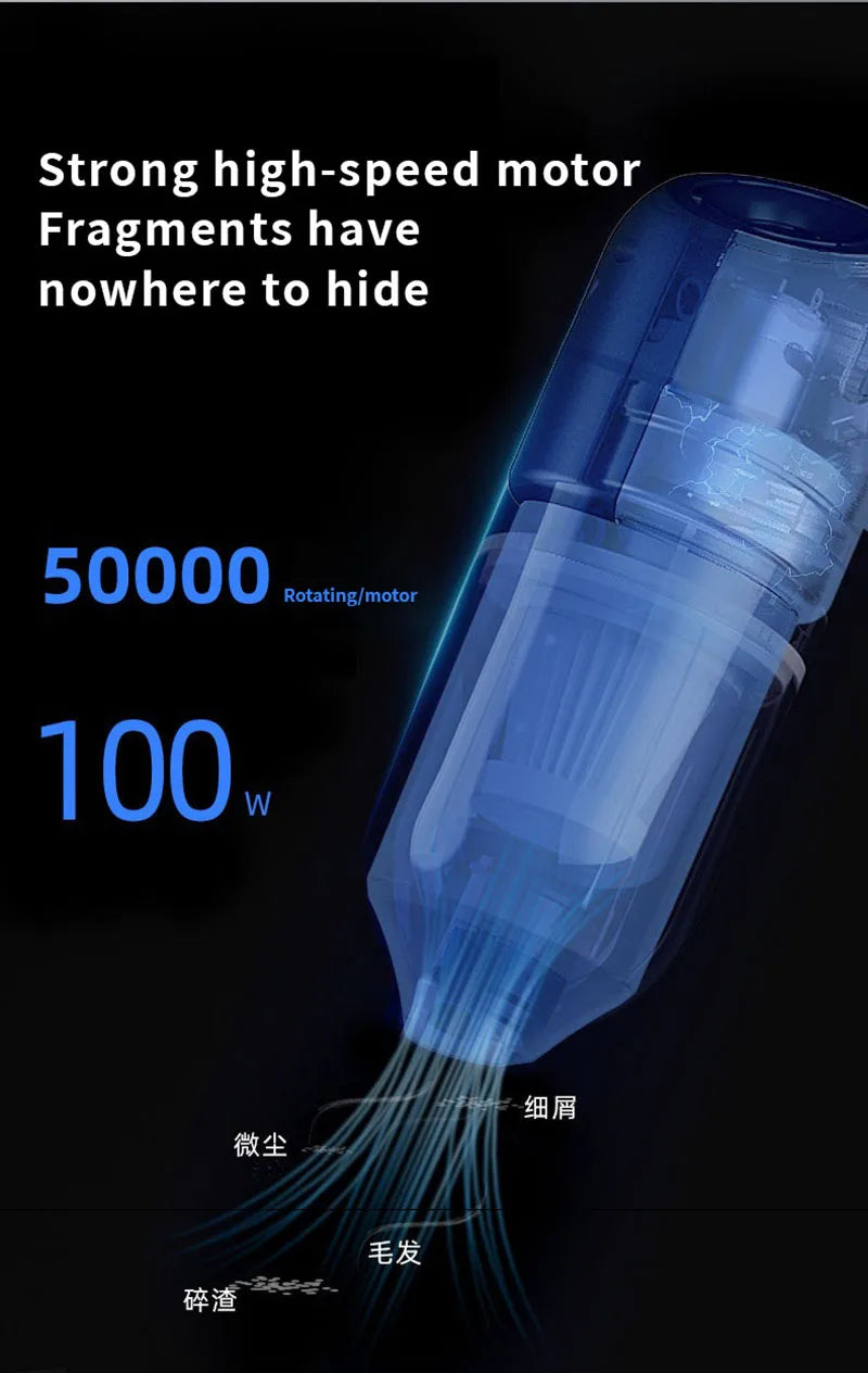 Portable Wireless Car Vacuum Cleaner USB Charging 1200mAh Mini Wet And Dry Use Household Cleaning Appliance