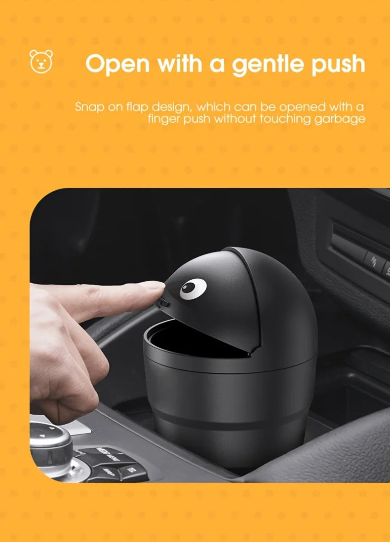 Car Trash Can Auto Organizer Storage Box with Swing Lid Cute Mini Automotive Leakproof Vehicle Trash Bin for Car Universal