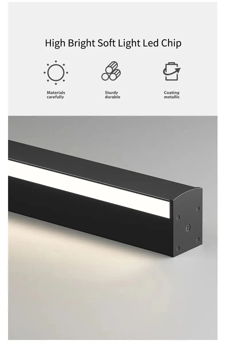 Modern minimalist bedroom, narrow and slender strip wall lamp at the head of the bed, background wall, room lighting decoration