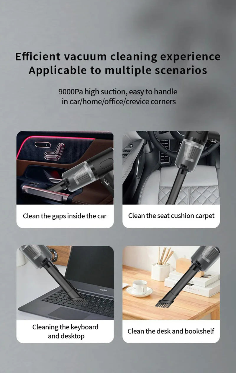 Portable Wireless Car Vacuum Cleaner USB Charging 1200mAh Mini Wet And Dry Use Household Cleaning Appliance