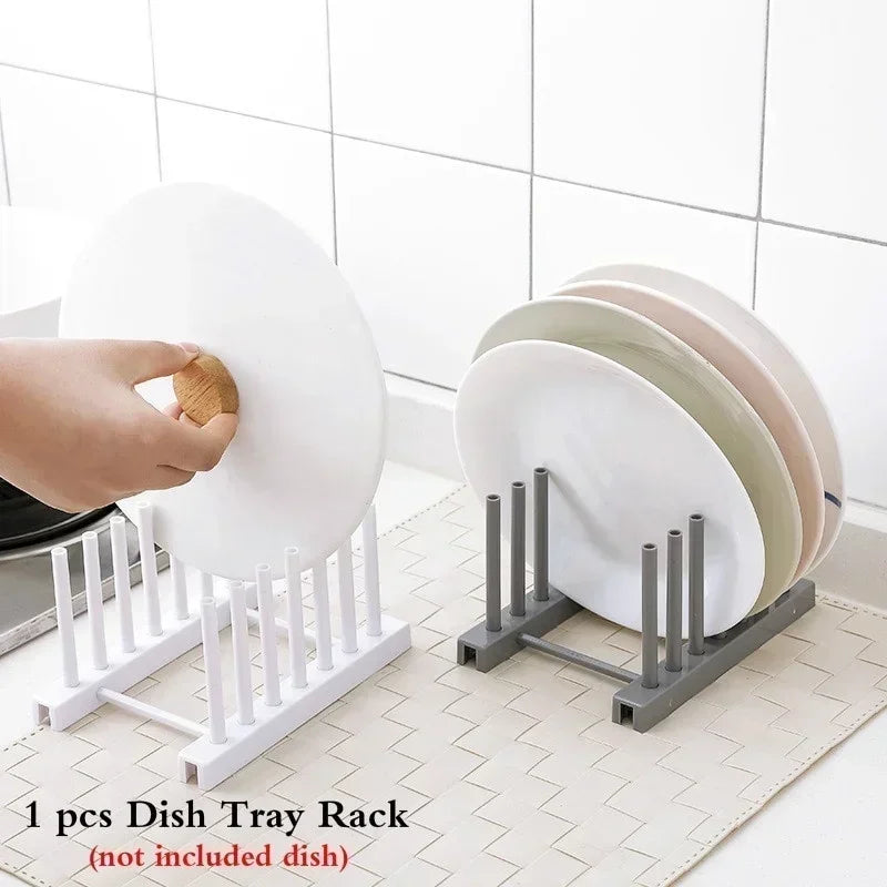 Kitchen Tools Plastic Dish Rack Storage Draining Racks Removable Shelf Plate Pot Lid Rack Storage Organizer Gadgets Supplies