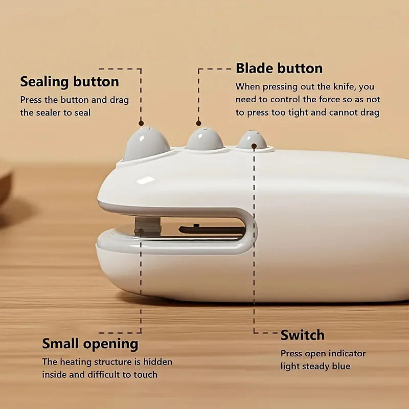 Rechargeable mini bag sealing machine, portable magnetic heat sealing machine, food preservation, crispy snack sealing machine
