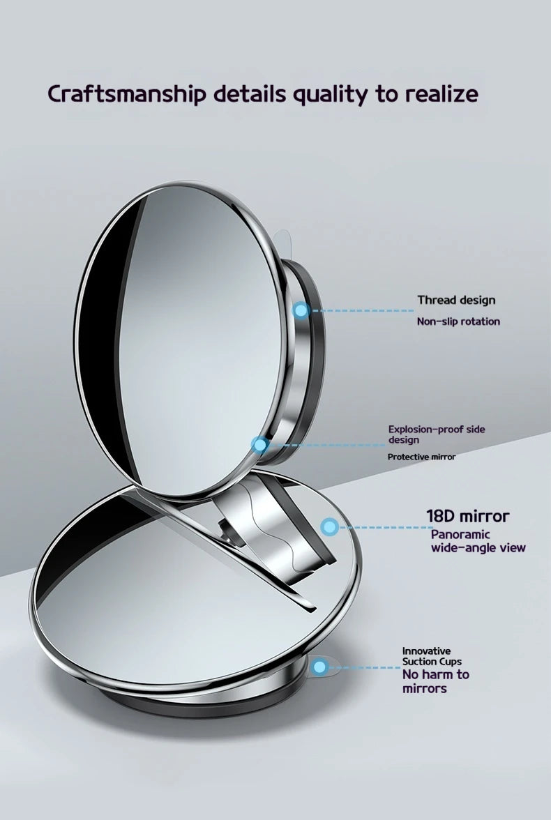 360 Degree HD Blind Spot Mirror For Car Reverse Frameless Ultrathin Wide Angle Round Convex Rear View Mirror Car Accessorie