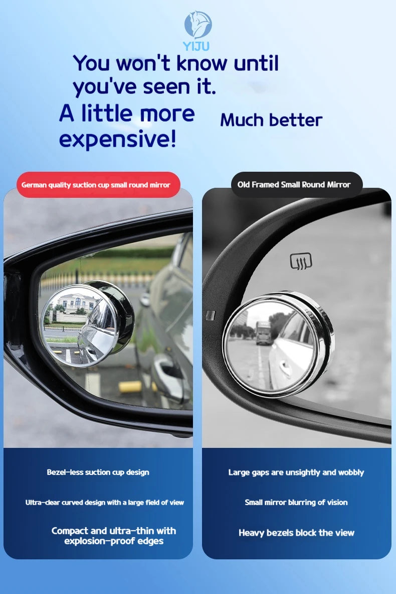 360 Degree HD Blind Spot Mirror For Car Reverse Frameless Ultrathin Wide Angle Round Convex Rear View Mirror Car Accessorie