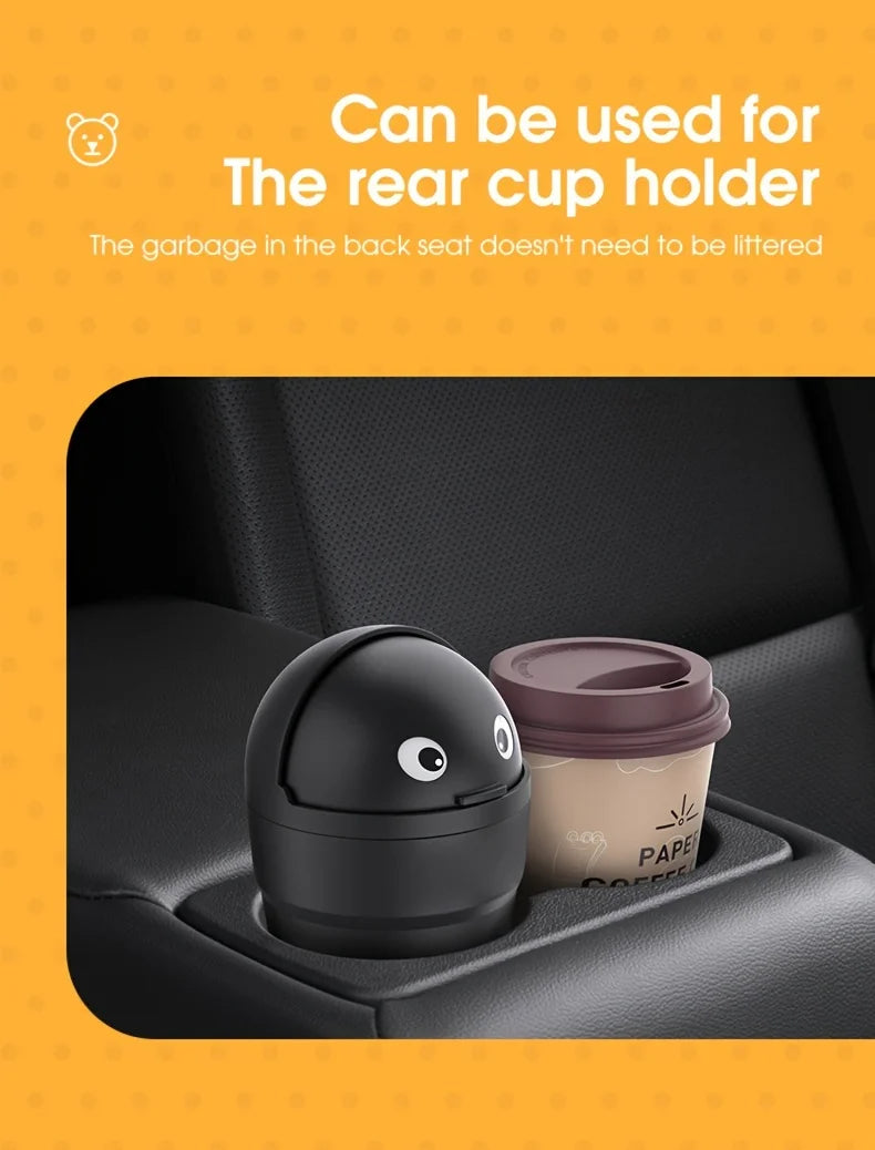 Car Trash Can Auto Organizer Storage Box with Swing Lid Cute Mini Automotive Leakproof Vehicle Trash Bin for Car Universal