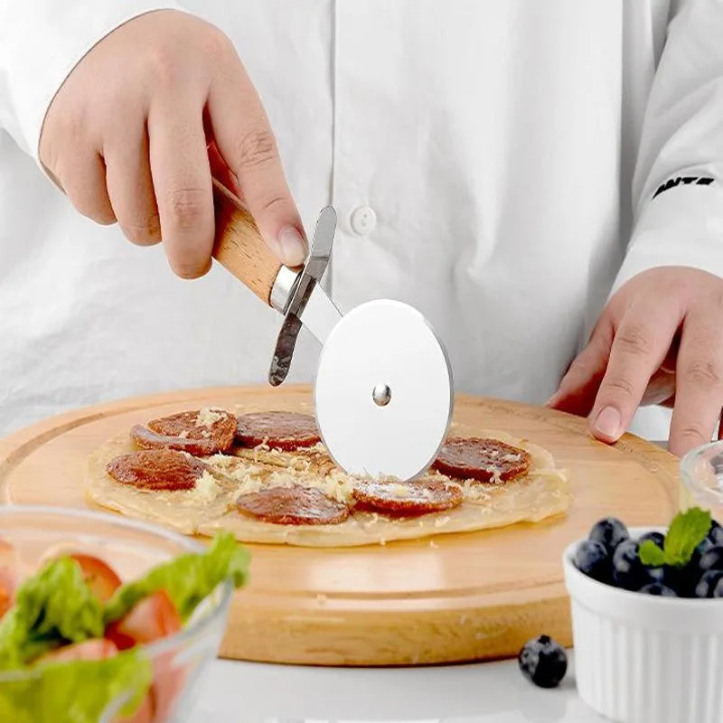 Kitchen Gadget Set with Wooden Handle, Stainless Steel Kitchen Tools Bottle/Can Opener, IceCream Scoop, Pizza Cutter, Peeler....