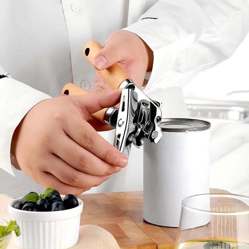 Kitchen Gadget Set with Wooden Handle, Stainless Steel Kitchen Tools Bottle/Can Opener, IceCream Scoop, Pizza Cutter, Peeler....