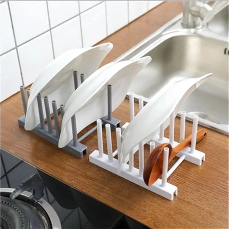Kitchen Tools Plastic Dish Rack Storage Draining Racks Removable Shelf Plate Pot Lid Rack Storage Organizer Gadgets Supplies