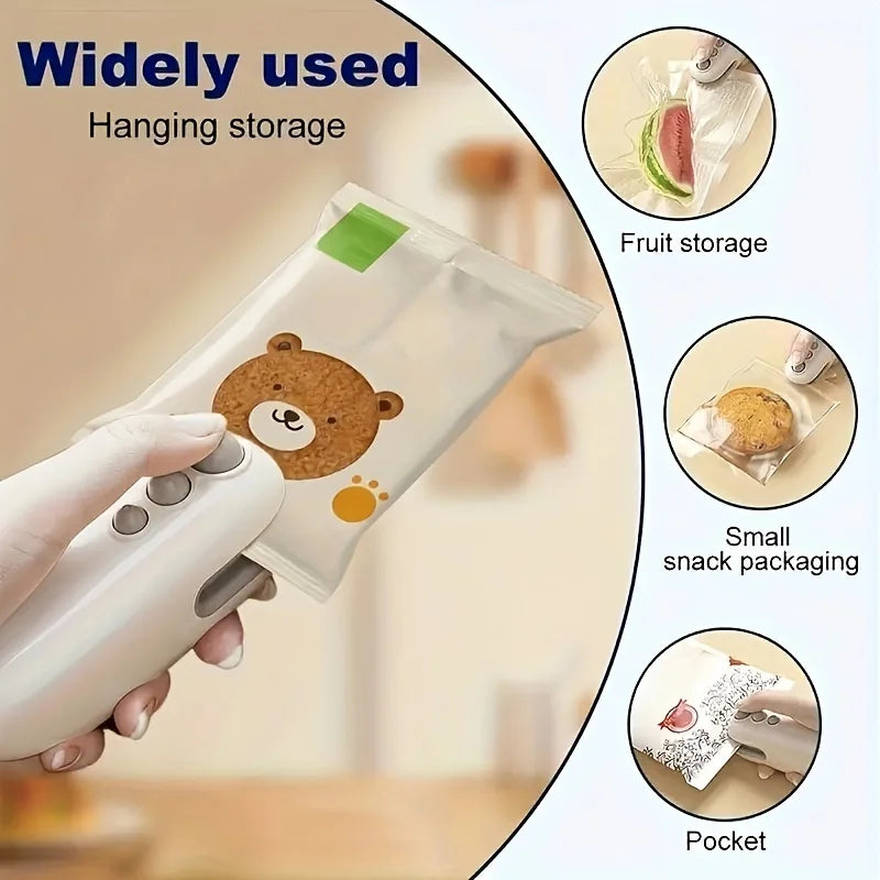 Rechargeable mini bag sealing machine, portable magnetic heat sealing machine, food preservation, crispy snack sealing machine