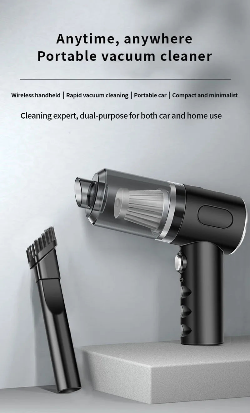 Portable Wireless Car Vacuum Cleaner USB Charging 1200mAh Mini Wet And Dry Use Household Cleaning Appliance