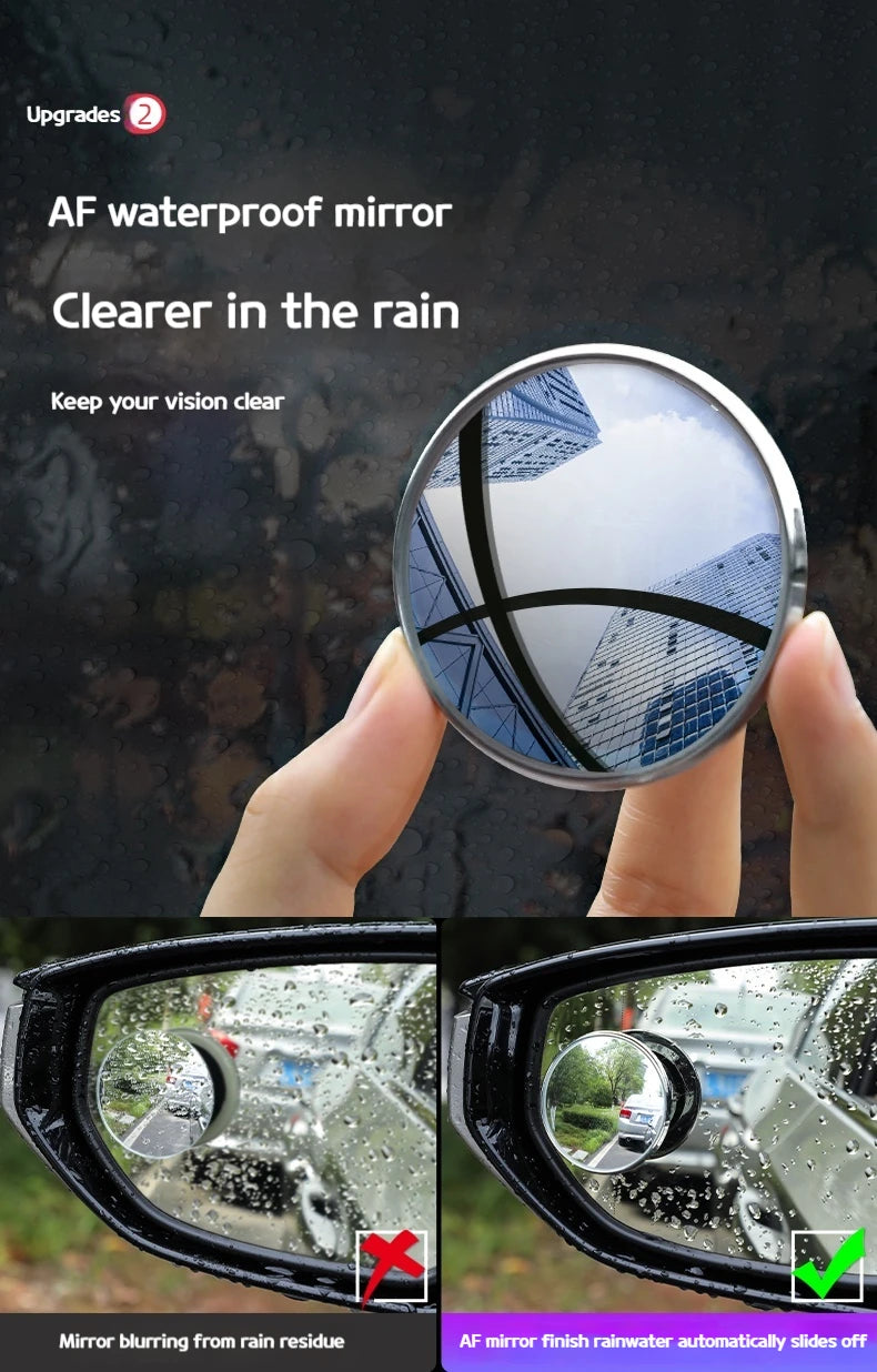 360 Degree HD Blind Spot Mirror For Car Reverse Frameless Ultrathin Wide Angle Round Convex Rear View Mirror Car Accessorie