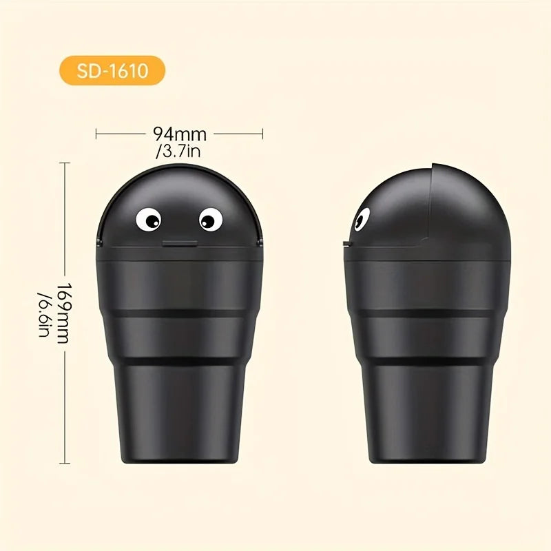 Car Trash Can Auto Organizer Storage Box with Swing Lid Cute Mini Automotive Leakproof Vehicle Trash Bin for Car Universal