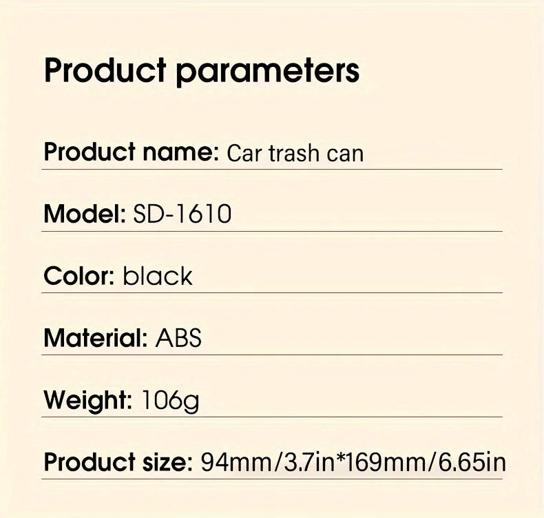 Car Trash Can Auto Organizer Storage Box with Swing Lid Cute Mini Automotive Leakproof Vehicle Trash Bin for Car Universal