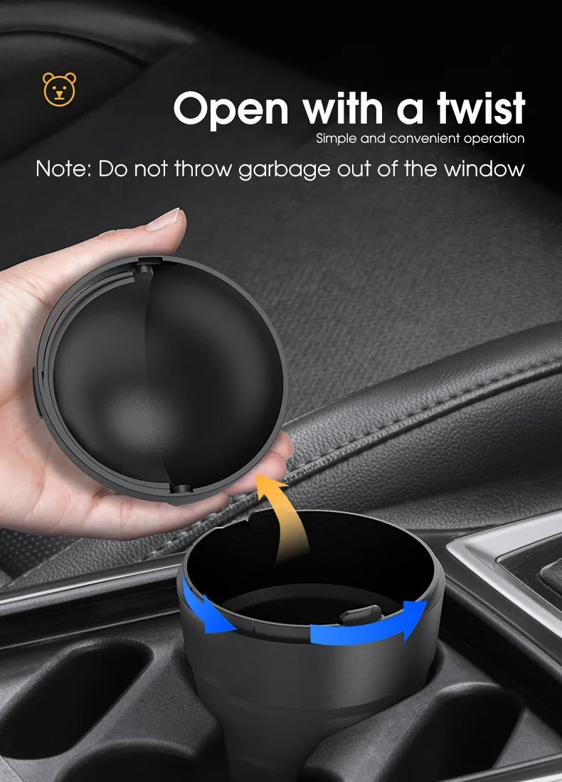 Car Trash Can Auto Organizer Storage Box with Swing Lid Cute Mini Automotive Leakproof Vehicle Trash Bin for Car Universal