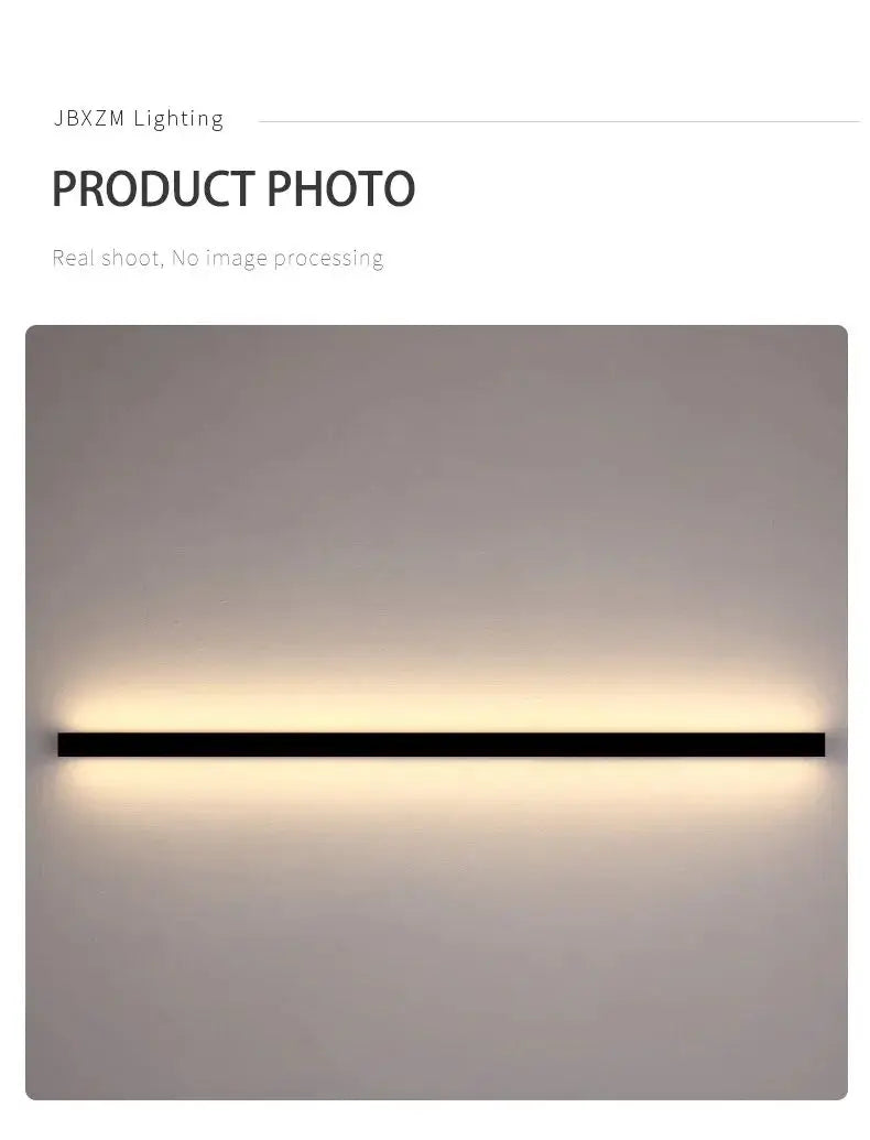 Modern minimalist bedroom, narrow and slender strip wall lamp at the head of the bed, background wall, room lighting decoration
