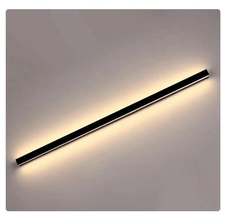 Modern minimalist bedroom, narrow and slender strip wall lamp at the head of the bed, background wall, room lighting decoration