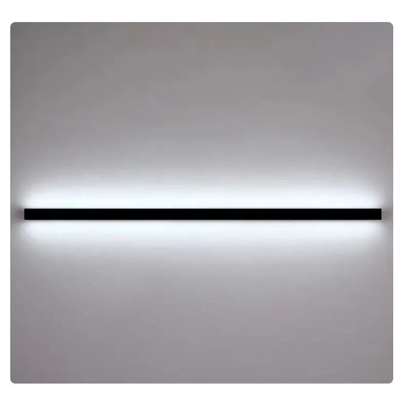 Modern minimalist bedroom, narrow and slender strip wall lamp at the head of the bed, background wall, room lighting decoration