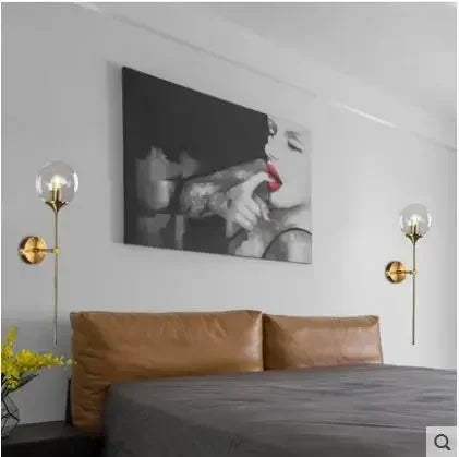Modern minimalist living room Nordic creative personality bedroom bedside mirror front aisle corridor background wall lamp