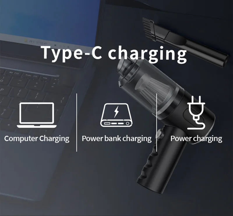 Portable Wireless Car Vacuum Cleaner USB Charging 1200mAh Mini Wet And Dry Use Household Cleaning Appliance