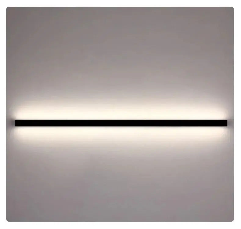 Modern minimalist bedroom, narrow and slender strip wall lamp at the head of the bed, background wall, room lighting decoration