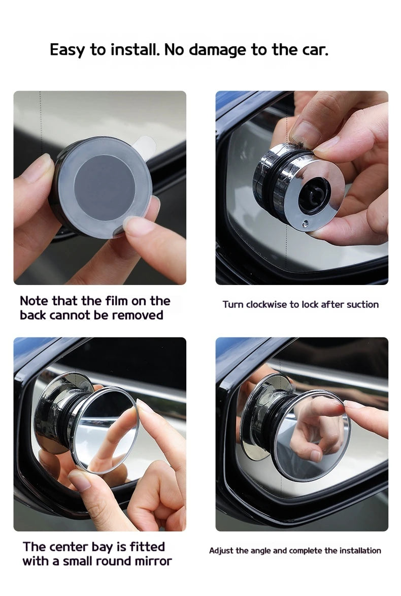 360 Degree HD Blind Spot Mirror For Car Reverse Frameless Ultrathin Wide Angle Round Convex Rear View Mirror Car Accessorie