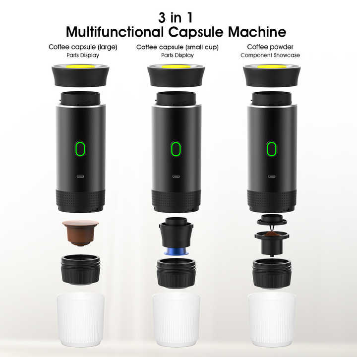 NNEDSZ Black Portable Espresso Coffee Machine - Universal 3-in-1 Capsule, Coffee Powder, and Espresso Maker